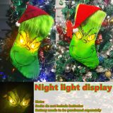 Christmas Stocking with LED Light, 14.98 inch Red Green Hanging Stocking, Candy Gift Socks Christmas Ornament Decorations for Family Holiday Xmas Party Decorations (One Size, Christmas Stocking)