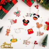 24pcs Christmas Tree Ornaments Set - Festive Wooden Mouse Christmas Decorations, Perfect Hanging Ornaments for Holiday Tree, Party, and Kids, Bulk Assorted Designs for a Charming Christmas Display