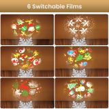 Christmas Tree Topper Lighted, 3D Glitter Snowflake Tree Topper Built-in LED Rotating Lights with 6 Projection Modes, Striking Christmas Tree Decoration (Silver)