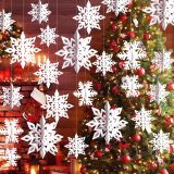 Christmas Hanging Snowflakes 3D Paper Snowflakes Christmas Tree Decorations Hanging Snowflake Decorations for Winter Wonderland Christmas Indoor Outdoor Holiday Decor (36, White)
