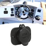 Cell Phone Automobile Charger Dual Port Type C Car Charger with Waterproof Cover QC 3.0 PD 18W Universal for RV Boat SUV Sedan Motorcycle