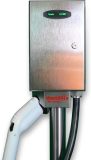 WattZilla-UNO: Level 2, 80 Amp EVSE, 25' red Retractable J1772 Charging Cable w/CMS, Type 4X Outdoor Enclosure, Stainless Steel Pole Mount Kit, Satin Finish, 80 Amp, UL/cUL Listed, Made in The USA