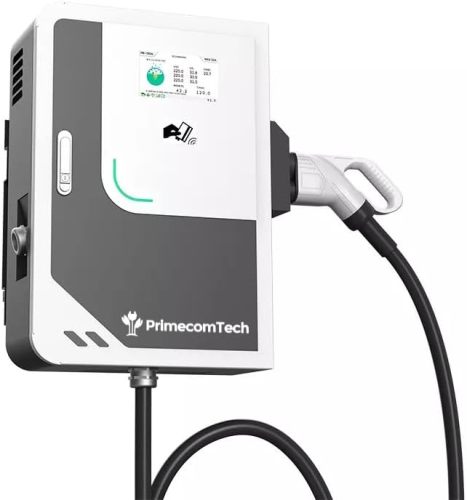 Primecom.Tech 208/240V Level 2 DC EV Supercharger for Home or Office 21kW (28kW) 208 220 240 Volt AC Input with CCS1 DC Fast Charge Plug
