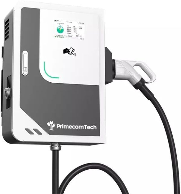 Primecom.Tech 208/240V Level 2 DC EV Supercharger for Home or Office 21kW (28kW) 208 220 240 Volt AC Input with CCS1 DC Fast Charge Plug