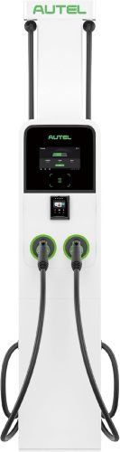 Autel MaxiCharger AC Ultra Commercial Dual Head Charger up to 80A with 8 Inch High-Definition Screen and Cable Management System, White