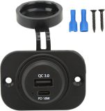 Cell Phone Automobile Charger Dual Port Type C Car Charger with Waterproof Cover QC 3.0 PD 18W Universal for RV Boat SUV Sedan Motorcycle