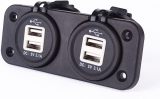 Waterproof 4 USB Car Charger Vehicle-mounted Mobile Charger Double Light Blue Light Puckering 3.1 A Large Current 12V