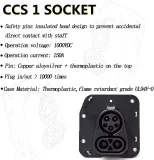 CCS 1 Socket 150A with 1 Meter Cable EVSE Combo CCS 1 Socket for Electric Car Accessories Combo 1 CCS 1 EV Charger Connector (Color : 150A with 1M Cable)