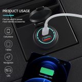 Car Charger PD QC3.0 Fast Charge Type C USB Port Socket 12V/24V Waterproof Power Outlet Fast Charge with 60cm Cable for Motorcycle Marine Boat RV ATV Cars Trucks Campers