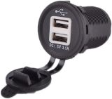 Waterproof 4 USB Car Charger Vehicle-mounted Mobile Charger Double Light Blue Light Puckering 3.1 A Large Current 12V
