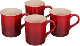 Stoneware Set of 4 Mugs, 14 oz. each, Cerise