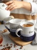 Coffee Mugs, Large Mugs with Word Blessed Grateful, Porcelain Coffee Cup, Thank You Gifts for Mom Dad, Set of 2