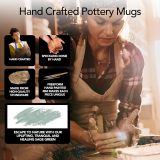 4-Piece Mug Set - Hand Crafted Ceramic Stoneware Mug Set, Modern Dining Mugs - Large & Multipurpose Shape Mugs, Microwave & Dishwasher Safe - Sage Green, 19 Oz.
