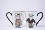Hipster Animal Stoneware Coffee Mugs by Signature | package of 6 mugs
