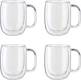 4-pc Double Wall Glass , Insulated Coffee Mug, Clear