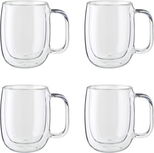 4-pc Double Wall Glass , Insulated Coffee Mug, Clear