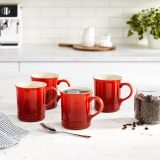 Stoneware Set of 4 Mugs, 14 oz. each, Cerise