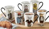 Hipster Animal Stoneware Coffee Mugs by Signature | package of 6 mugs