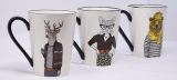 Hipster Animal Stoneware Coffee Mugs by Signature | package of 6 mugs