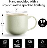 4-Piece Mug Set - Hand Crafted Ceramic Stoneware Mug Set, Modern Dining Mugs - Large & Multipurpose Shape Mugs, Microwave & Dishwasher Safe - Sage Green, 19 Oz.