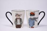 Hipster Animal Stoneware Coffee Mugs by Signature | package of 6 mugs