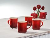 Stoneware Set of 4 Mugs, 14 oz. each, Cerise