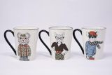 Hipster Animal Stoneware Coffee Mugs by Signature | package of 6 mugs