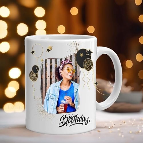 Personalized Ceramic Birthday Mug, 350 ml With Photo | Customized Picture Tea & Coffee Mug | Birthday Gift For Him, Her | White Mugs With Picture | Gift For Husband, Wife, Boyfriend, Girlfriend (White Mug)