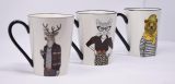 Hipster Animal Stoneware Coffee Mugs by Signature | package of 6 mugs