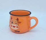 Shantoulin Village Cartoon Cute Cow Ceramic Cup Milk Cup Mini Children's Ceramic Cup Ultra Small Home Birthday Gift 86ml Small Milk Cup