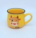 Shantoulin Village Cartoon Cute Cow Ceramic Cup Milk Cup Mini Children's Ceramic Cup Ultra Small Home Birthday Gift 86ml Small Milk Cup