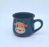 Shantoulin Village Cartoon Cute Cow Ceramic Cup Milk Cup Mini Children's Ceramic Cup Ultra Small Home Birthday Gift 86ml Small Milk Cup
