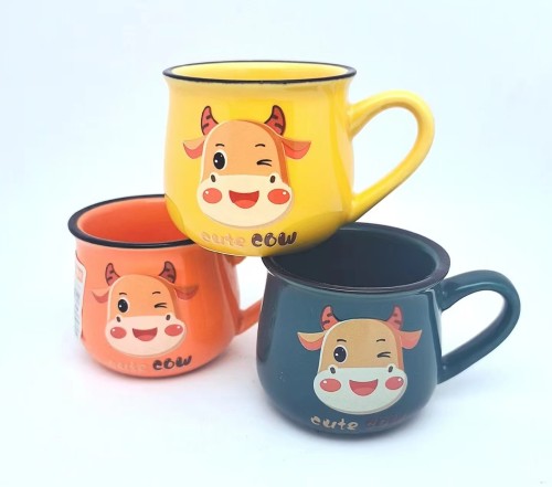 Shantoulin Village Cartoon Cute Cow Ceramic Cup Milk Cup Mini Children's Ceramic Cup Ultra Small Home Birthday Gift 86ml Small Milk Cup