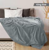Bedding Fleece Blanket King Size Ash Grey 300GSM Luxury Fuzzy Soft Anti-Static Microfiber Bed Blanket (90x102 Inches)