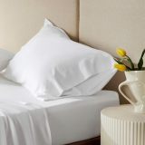 King Size Sheet Set, Cooling Sheets King, Rayon Derived from Bamboo, Deep Pocket Up to 16 , Breathable & Soft Bed Sheets, Hotel Luxury Silky Bedding Sheets & Pillowcases, White