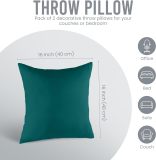 Bedding Throw Pillows Insert (Pack of 2, Dark Teal) - 18 x 18 Inches Bed and Couch Pillows - Indoor Decorative Pillows