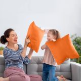 Bedding Throw Pillows Insert (Pack of 2, Orange) - 18 x 18 Inches Bed and Couch Pillows - Indoor Decorative Pillows