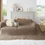 100% Cotton Large Blankets Oversized King for Bed - Waffle Weave Blankets for Spring, Lightweight and Breathable Couch Cover Blankets, Tan/Taupe, 120x94 inches