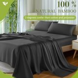 Sheets Set，Rayon Derived from 100% Bamboo_，Cooling & Soft Bed Sheets, Luxury Bedding Sheets & Pillowcases, 16 Inch Deep Pockets (Cal King,Black)