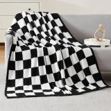 Checkered Throw Blanket, Black and White Microfiber Soft Cozy Fluffy Warm Hand Made Throw Blankets for Couch, Sofa, Chair, Bed, Camping, Picnic, Travel Lightweight Bed Blanket - 60 *80