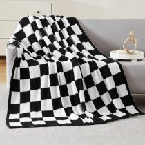 Checkered Throw Blanket, Black and White Microfiber Soft Cozy Fluffy Warm Hand Made Throw Blankets for Couch, Sofa, Chair, Bed, Camping, Picnic, Travel Lightweight Bed Blanket - 60 *80