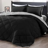 King Size Comforter Set - Black and Grey King Comforter, Soft Bedding Sets for All Seasons -3 Pieces - 1 Comforter (104 x92 ) and 2 Pillow Shams(20 x36 )