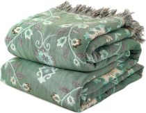 Boho Throw Blanket for Bed - 100% Cotton Ultra Soft Rustic Quilt Summer Blanket - Floral Printed Farmhouse Decor Bed Blankets,90 ×98  All Season Rustic Throw for Sofa Couch Chair