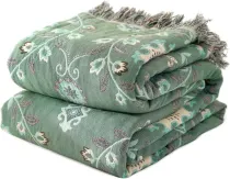 Boho Throw Blanket for Bed - 100% Cotton Ultra Soft Rustic Quilt Summer Blanket - Floral Printed Farmhouse Decor Bed Blankets,90 ×98  All Season Rustic Throw for Sofa Couch Chair