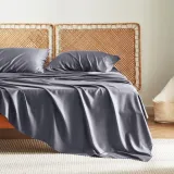 King Size Sheet Set, Cooling Sheets King, Rayon Derived from Bamboo, Deep Pocket Up to 16 , Breathable & Soft Bed Sheets, Hotel Luxury Silky Bedding Sheets & Pillowcases, Dark Grey
