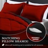 King Size Comforter Set - Red and Black King Comforter, Soft Bedding Sets for All Seasons - 3 Pieces - 1 Comforter (104 x92 ) and 2 Pillow Shams(20 x36 )