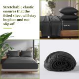 Sheets Set，Rayon Derived from 100% Bamboo_，Cooling & Soft Bed Sheets, Luxury Bedding Sheets & Pillowcases, 16 Inch Deep Pockets (Cal King,Black)