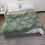Boho Throw Blanket for Bed - 100% Cotton Ultra Soft Rustic Quilt Summer Blanket - Floral Printed Farmhouse Decor Bed Blankets,90 ×98  All Season Rustic Throw for Sofa Couch Chair