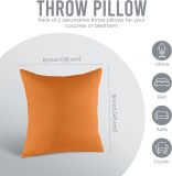Bedding Throw Pillows Insert (Pack of 2, Orange) - 18 x 18 Inches Bed and Couch Pillows - Indoor Decorative Pillows