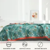 Boho Throw Blanket for Bed - 100% Cotton Ultra Soft Rustic Quilt Summer Blanket - Floral Printed Farmhouse Decor Bed Blankets,80 ×90  All Season Rustic Throw for Sofa Couch Chair